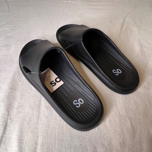 SO Women Size 10 Black Open-Toe Slide Sandals Comfortable Lightweight Slip-On - Picture 6 of 15